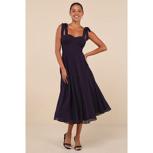 Lulus Sophisticated Charisma Purple Tie-strap A-line Midi Dress - Size M